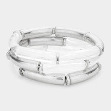 Load image into Gallery viewer, Silver 3PCS  Acetate Bar Accented Stretch Multi Layered Bracelet
