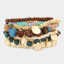 Load image into Gallery viewer, 10PCS - Strand Wood Bead Turtle Stretch Layered Bracelets
