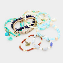 Load image into Gallery viewer, Turquoise 10PCS Multi Layered Assorted Beaded Bracelets
