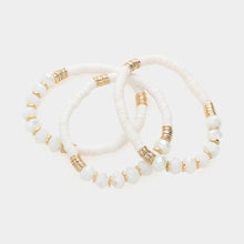 Load image into Gallery viewer, White 3PCS - Faceted Beads Heishi Beaded Multi Layered Bracelets
