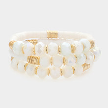 Load image into Gallery viewer, White 3PCS - Faceted Beads Heishi Beaded Multi Layered Bracelets
