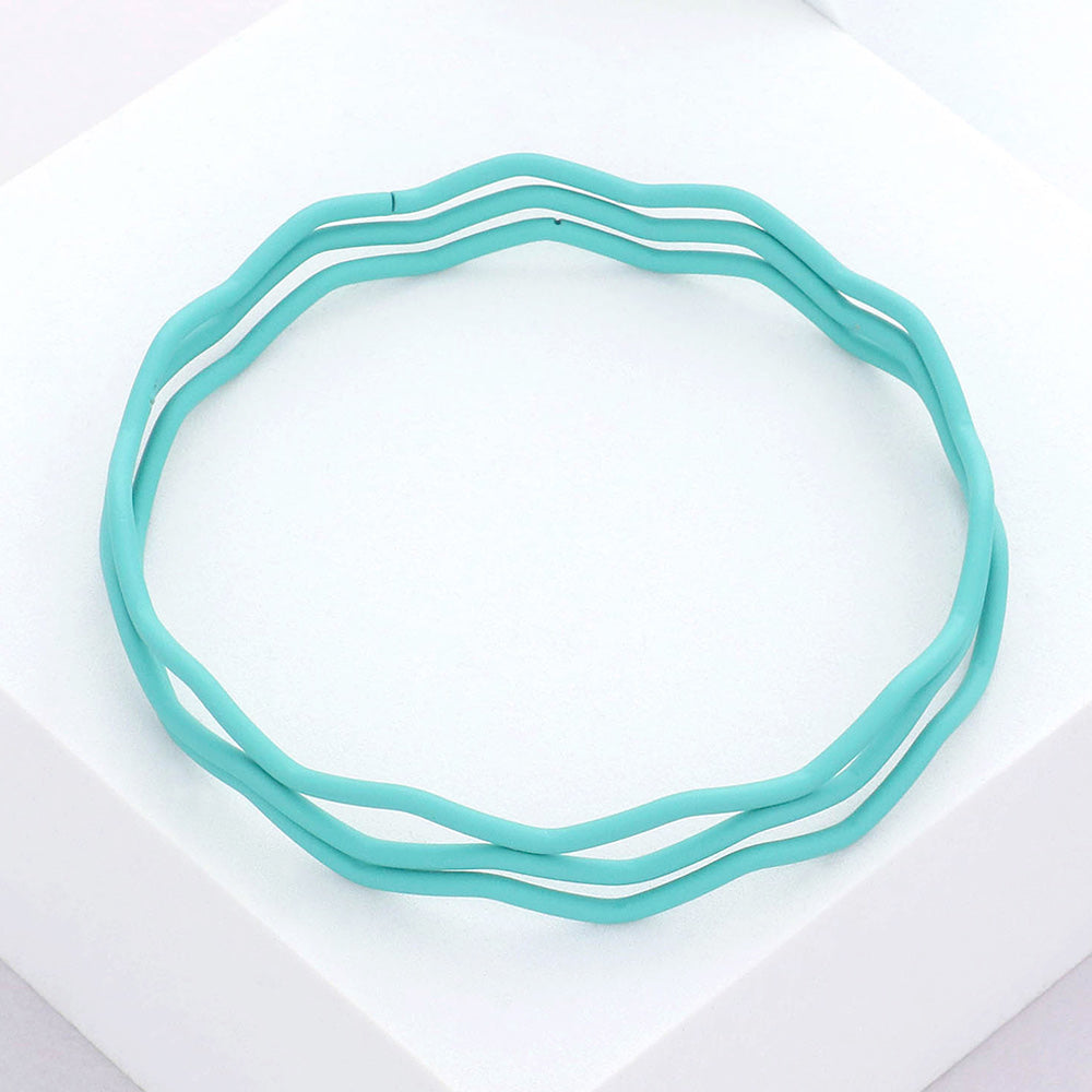 Turquoise 3PCS - Zigzag Chevron Wavy Bangle Bracelets