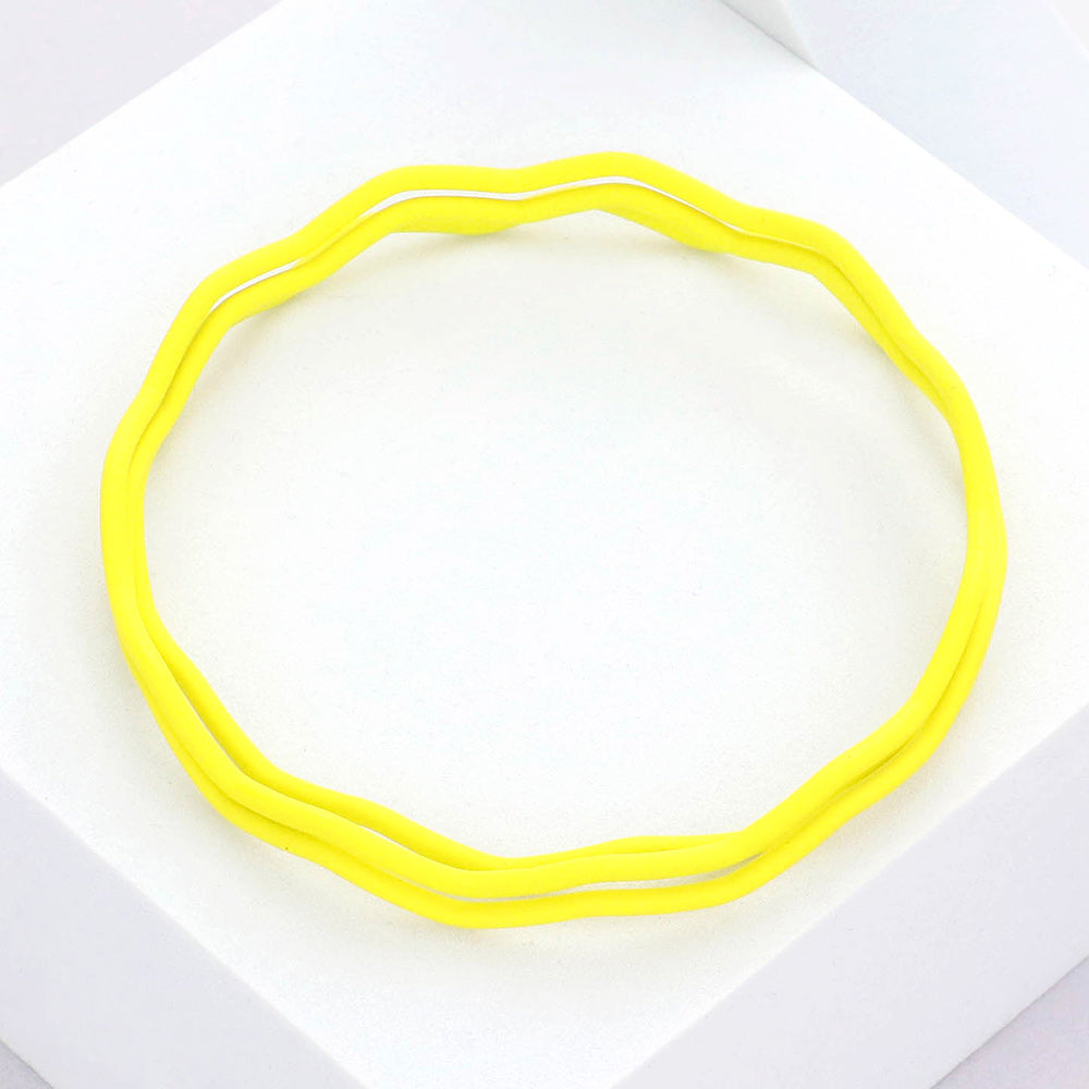 Yellow 3PCS - Zigzag Chevron Wavy Bangle Bracelets