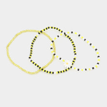 Load image into Gallery viewer, Yellow 3PCS  Flower Accented Pearl Seed Beaded Stretch Bracelets
