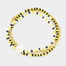 Load image into Gallery viewer, Yellow 3PCS  Flower Accented Pearl Seed Beaded Stretch Bracelets
