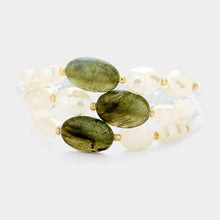 Load image into Gallery viewer, Gray 3PCS  Oval Semi Precious Accented Stretch Layered Bracelets
