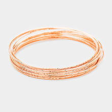 Load image into Gallery viewer, Rose Gold 10PCS Textured Metal Bangle Bracelets
