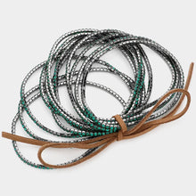Load image into Gallery viewer, Blue 12PCS - Ribbon Colorful Rhinestone Layered Stretch Bracelets
