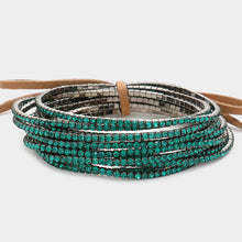 Load image into Gallery viewer, Blue 12PCS - Ribbon Colorful Rhinestone Layered Stretch Bracelets
