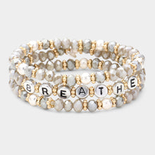 Load image into Gallery viewer, Gray 3PCS  BREATHE Faceted Bead Layered Stretch Bracelets
