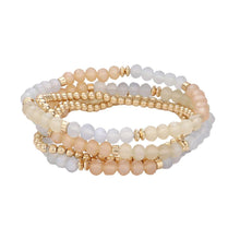 Load image into Gallery viewer, Silver 5PCS  Faceted Beaded Stretch Multi Layered Bracelets
