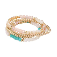 Load image into Gallery viewer, Turquoise 5PCS - Faceted Beaded Stretch Multi Layered Bracelets
