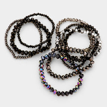 Load image into Gallery viewer, Black 9PCS  Faceted Bead Stretch Bracelets
