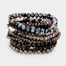 Load image into Gallery viewer, Black 9PCS  Faceted Bead Stretch Bracelets
