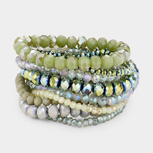 Load image into Gallery viewer, Green 9PCS - Faceted Bead Stretch Bracelets
