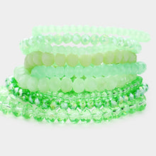 Load image into Gallery viewer, Green 9PCS - Faceted Bead Stretch Bracelets
