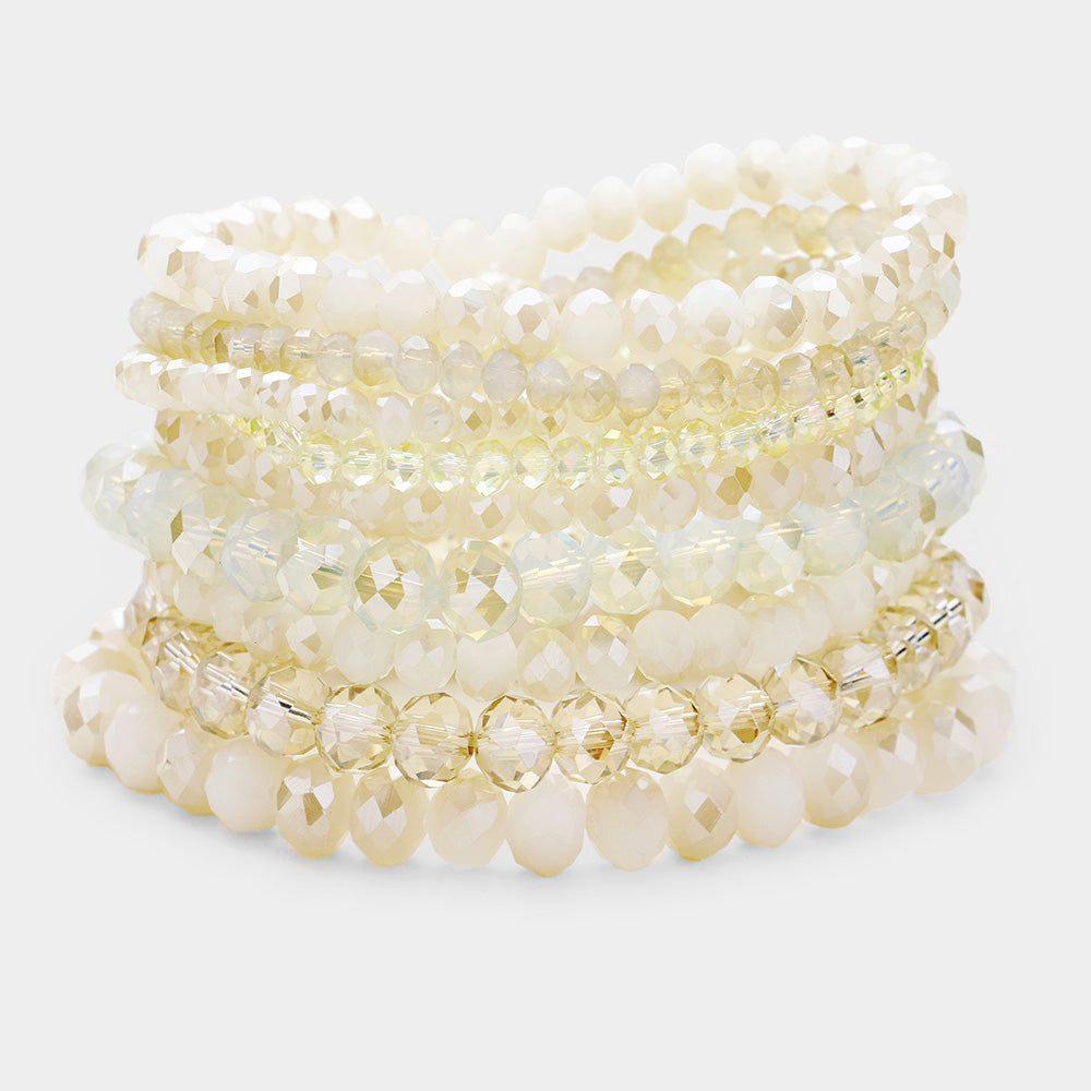 9PCS - Faceted Bead Stretch Bracelets