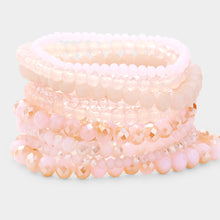 Load image into Gallery viewer, Pink 9PCS - Faceted Bead Stretch Bracelets
