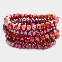 Load image into Gallery viewer, Burgundy 9PCS - Faceted Bead Stretch Bracelets
