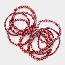 Load image into Gallery viewer, Burgundy 9PCS - Faceted Bead Stretch Bracelets
