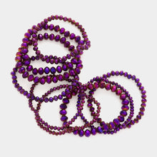 Load image into Gallery viewer, Purple 9PCS - Faceted Bead Stretch Bracelets
