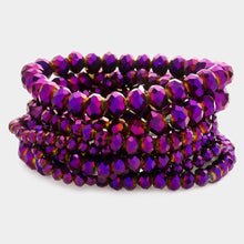 Load image into Gallery viewer, Purple 9PCS - Faceted Bead Stretch Bracelets
