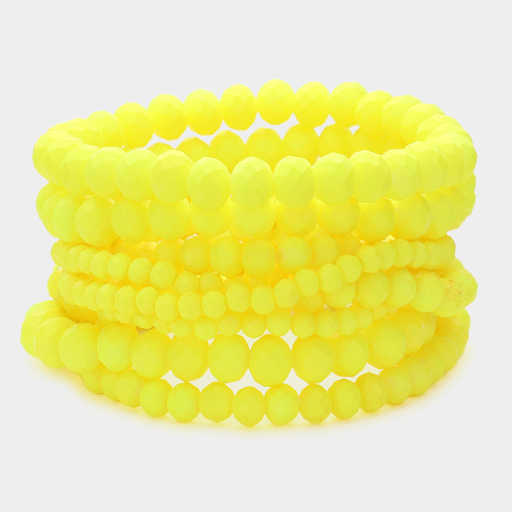 Green 9PCS - Faceted Bead Stretch Bracelets