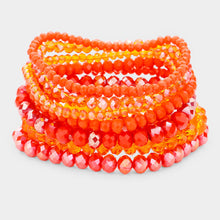 Load image into Gallery viewer, Orange 9PCS - Faceted Bead Stretch Bracelets
