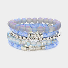 Load image into Gallery viewer, Silver 5PCS  Faceted Beads Heishi Beaded Multi Layered Bracelets
