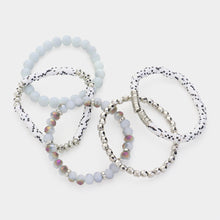 Load image into Gallery viewer, White 5PCS - Faceted Beads Heishi Beaded Multi Layered Bracelets
