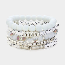 Load image into Gallery viewer, White 5PCS - Faceted Beads Heishi Beaded Multi Layered Bracelets
