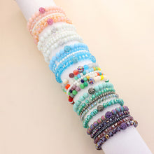 Load image into Gallery viewer, Silver 5PCS  Shamballa Ball Pointed Faceted Beaded Stretch Multi Layered Bracelets
