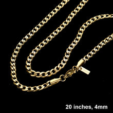 Load image into Gallery viewer, Gold 20 INCH, 4mm Stainless Steel Metal Chain Necklace
