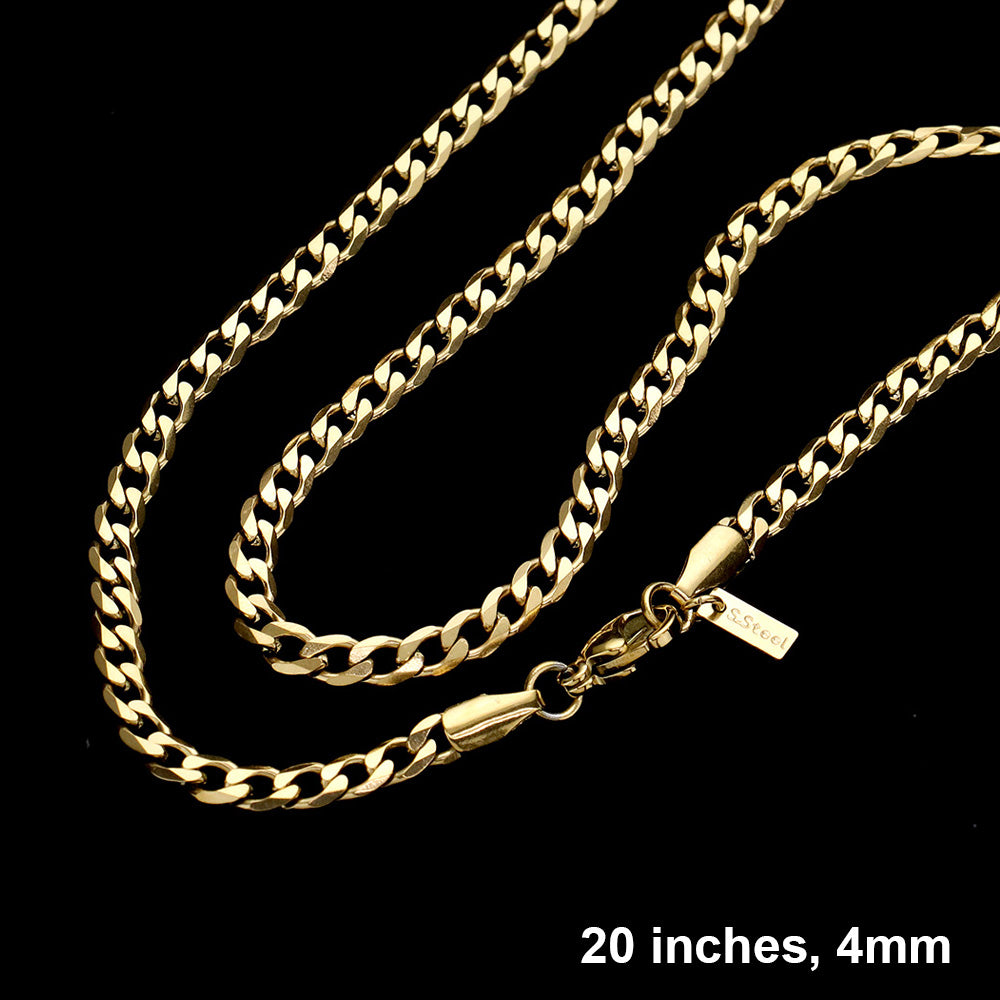 Gold 20 INCH, 4mm Stainless Steel Metal Chain Necklace