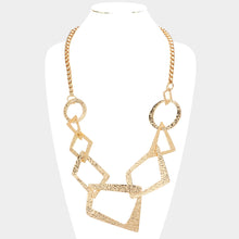 Load image into Gallery viewer, Gold Textured Metal Open Geometric Ring Link Necklace
