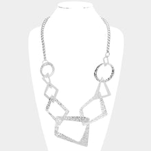 Load image into Gallery viewer, Textured Metal Open Geometric Ring Link Necklace
