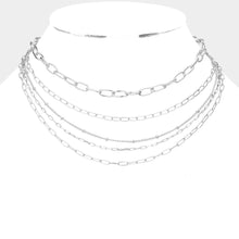 Load image into Gallery viewer, Open Metal Oval Link Multi Layered Bib Necklace
