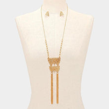 Load image into Gallery viewer, Gold Double metal chain tassel bib necklace
