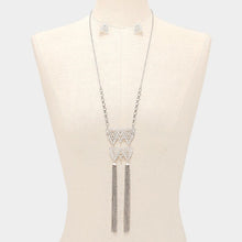 Load image into Gallery viewer, Silver Double metal chain tassel bib necklace
