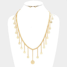 Load image into Gallery viewer, Gold Drop Metal American Coin Fringe Bib Necklace
