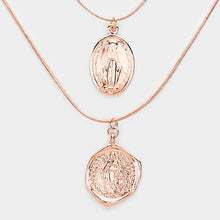 Load image into Gallery viewer, Rose Gold Layered Saint Mary Pendants Bib Necklace
