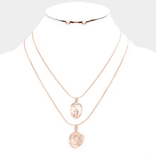 Load image into Gallery viewer, Rose Gold Layered Saint Mary Pendants Bib Necklace

