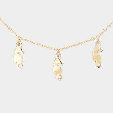 Load image into Gallery viewer, Gold Multi Seahorse Metal Charm Necklace
