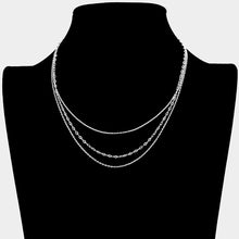 Load image into Gallery viewer, Triple Layered Brass Metal Chain Bib Necklace
