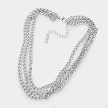 Load image into Gallery viewer, Triple Layered Metal Chain Bib Necklace
