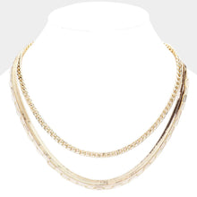 Load image into Gallery viewer, Gold Double Layered Metal Chain Bib Necklace
