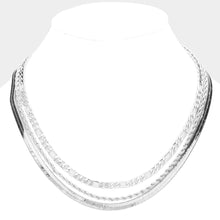 Load image into Gallery viewer, Triple Layered Metal Chain Bib Necklace
