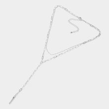 Load image into Gallery viewer, Metal Bar Tip Paper Clip Chain Y Shape Double Layered Necklace
