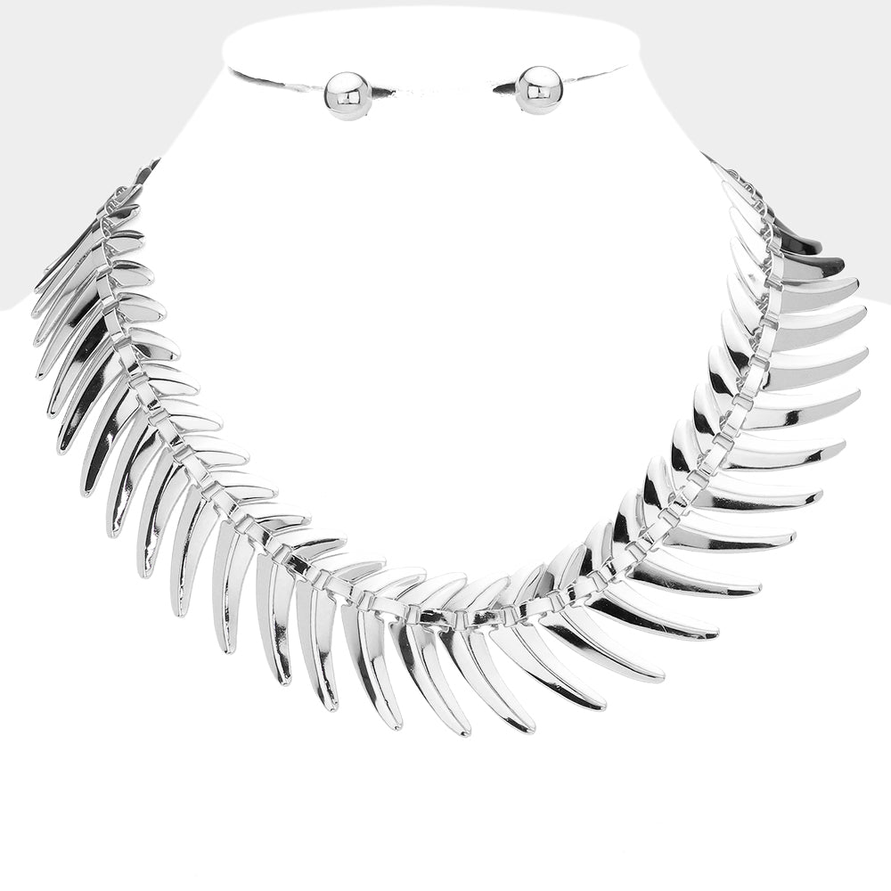 Metal Geometric Spike Chain Necklace