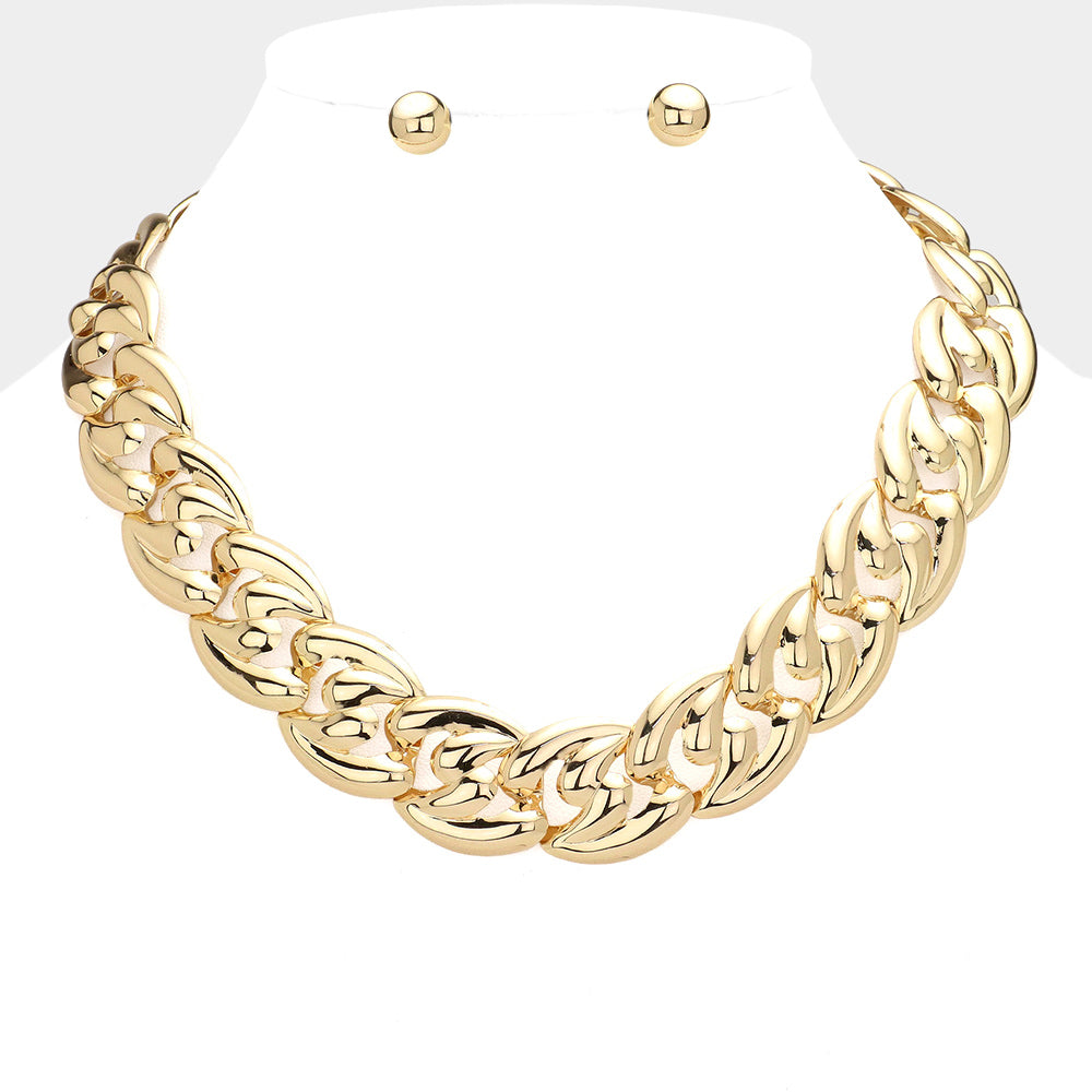 Gold Metal Chain Link Necklace